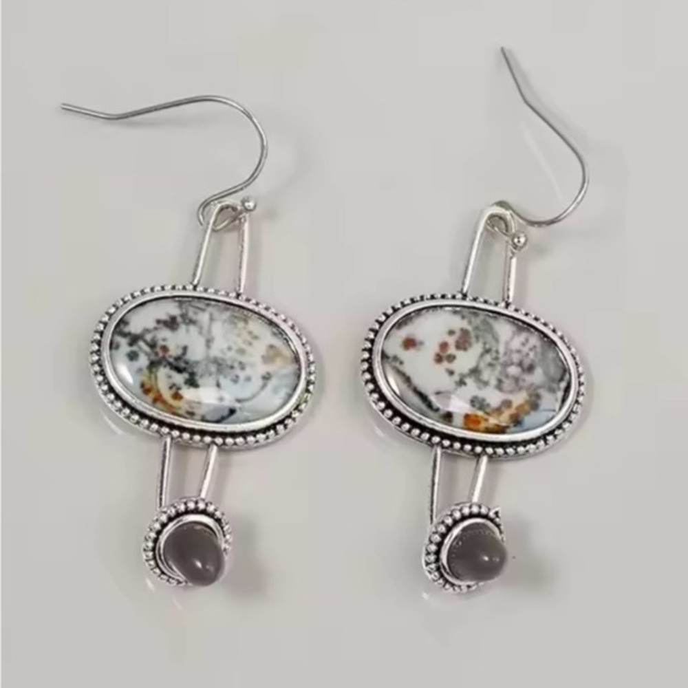 New Silver & Gray Dangle Earrings